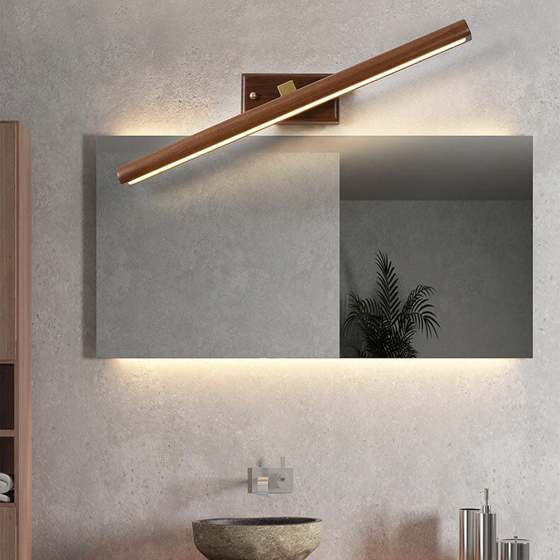 Walnora – severské LED nástěnné svítidlo ve tvaru válce z ořechového dřeva, 1 světlo