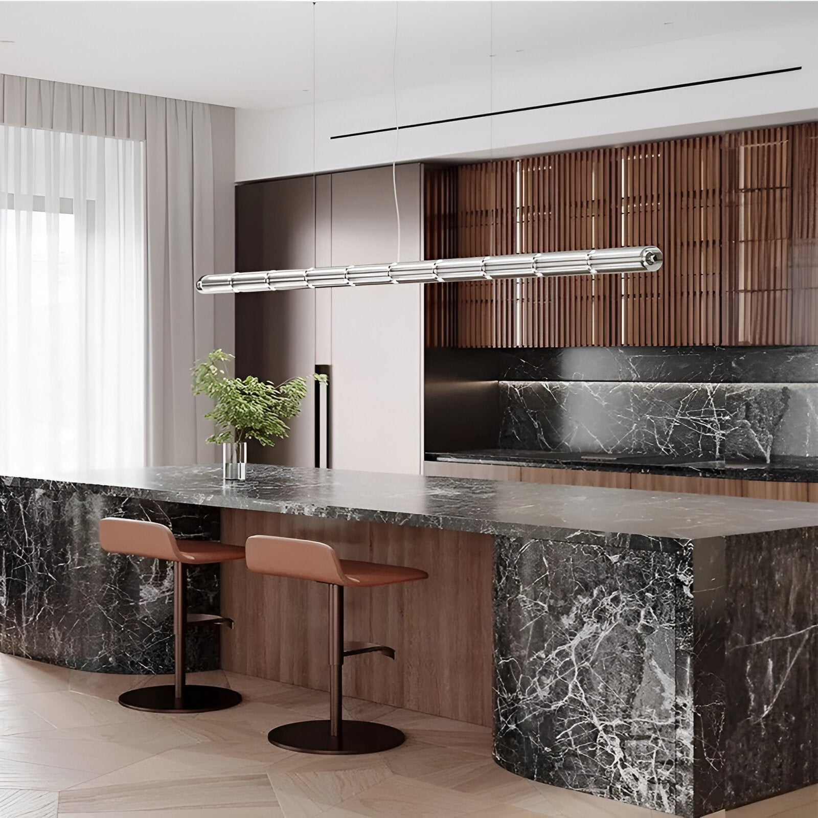 Revion – závěsná lampa z nordického hliníku se skleněným stínidlem