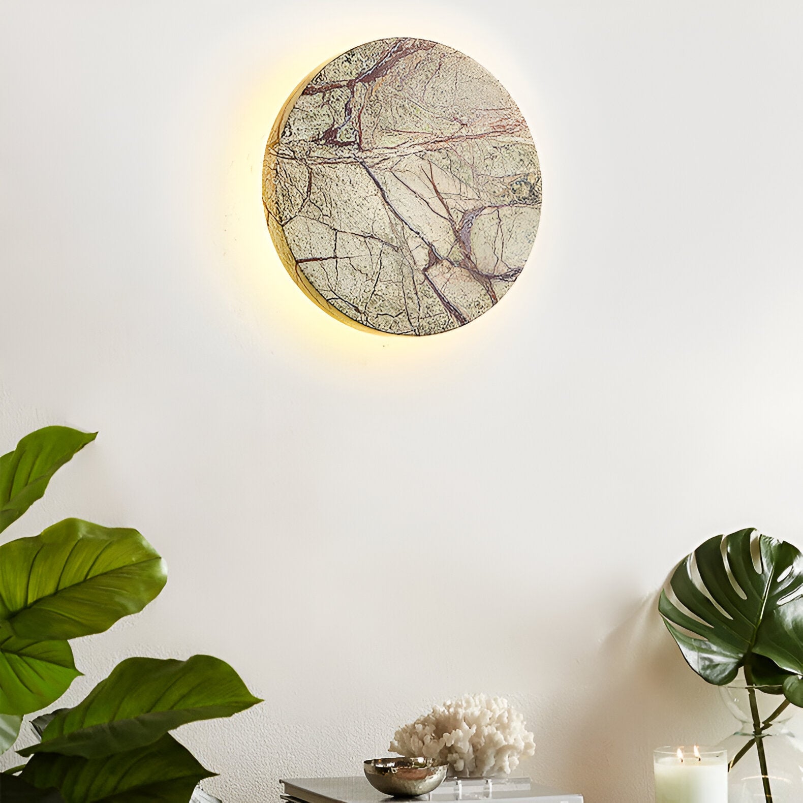 Marnelle - Nordic Round Marble Stone LED Wall Light