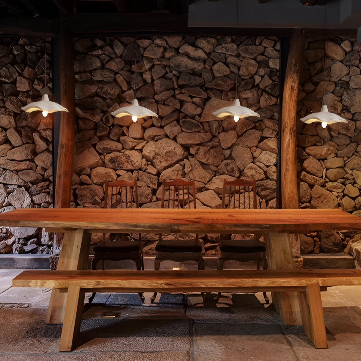 Bravari - Suspension en ciment en forme de fleur nordique Wabi-Sabi