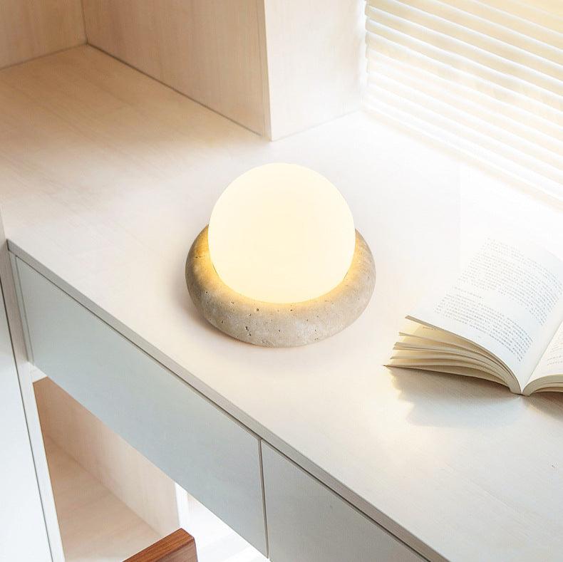 Trevona - Lampada da tavolo mini in stile travertino crema