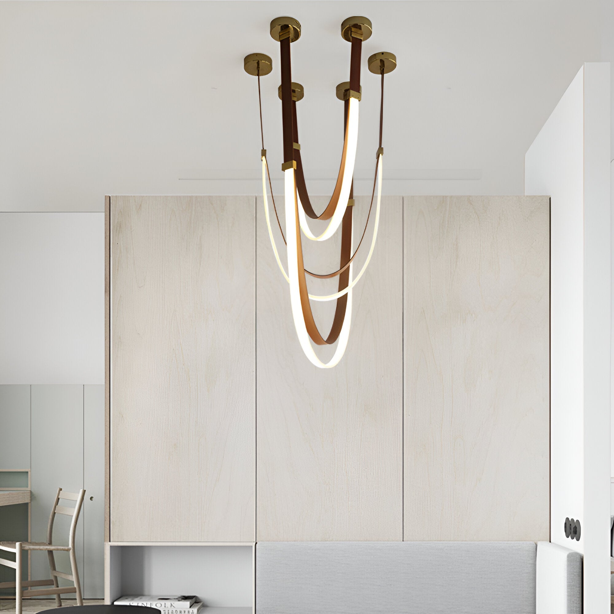 Luvairn – Luz de techo con cinturón de cuero sintético y LED