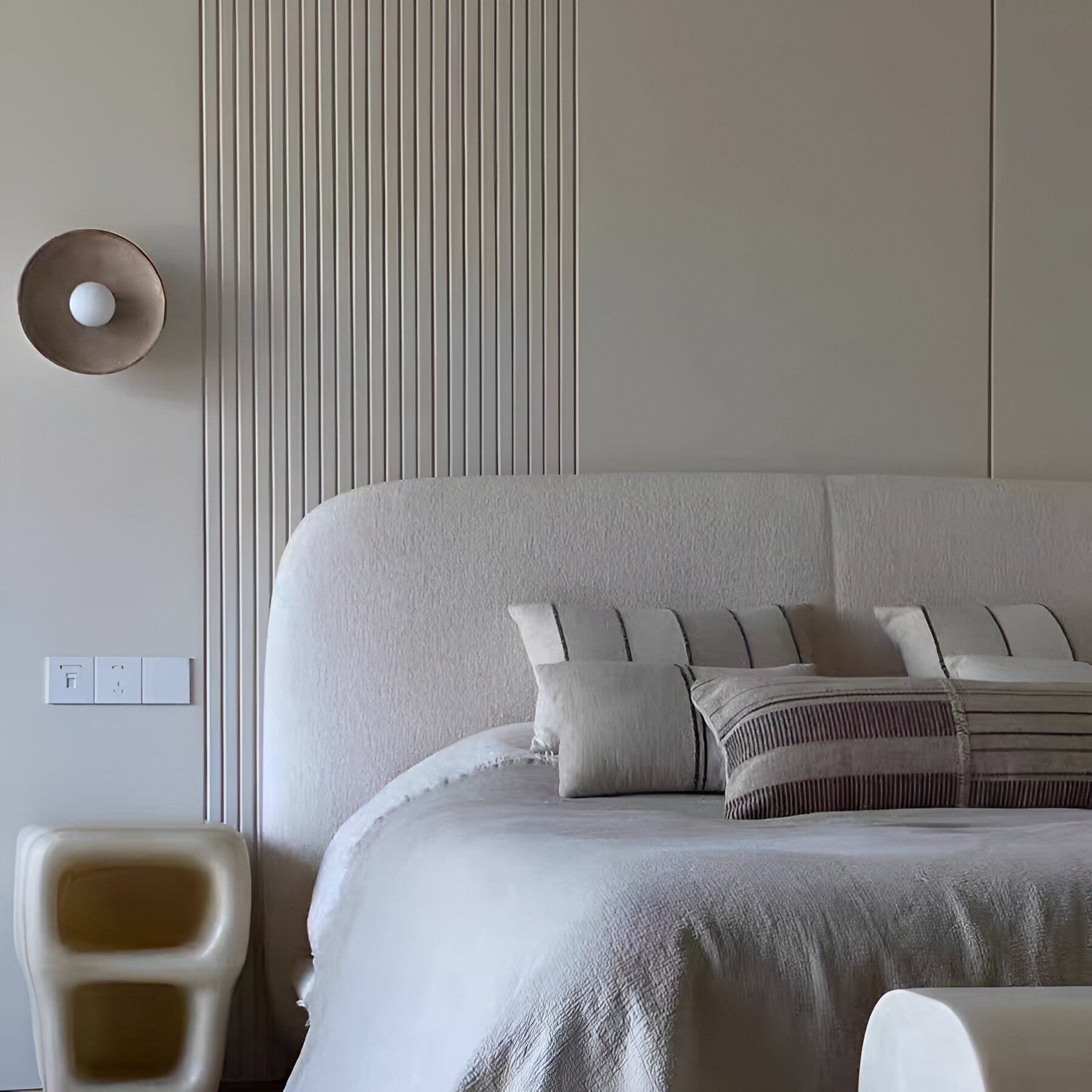 Resunoa – Applique murale ronde LED en résine style céramique rétro Japandi