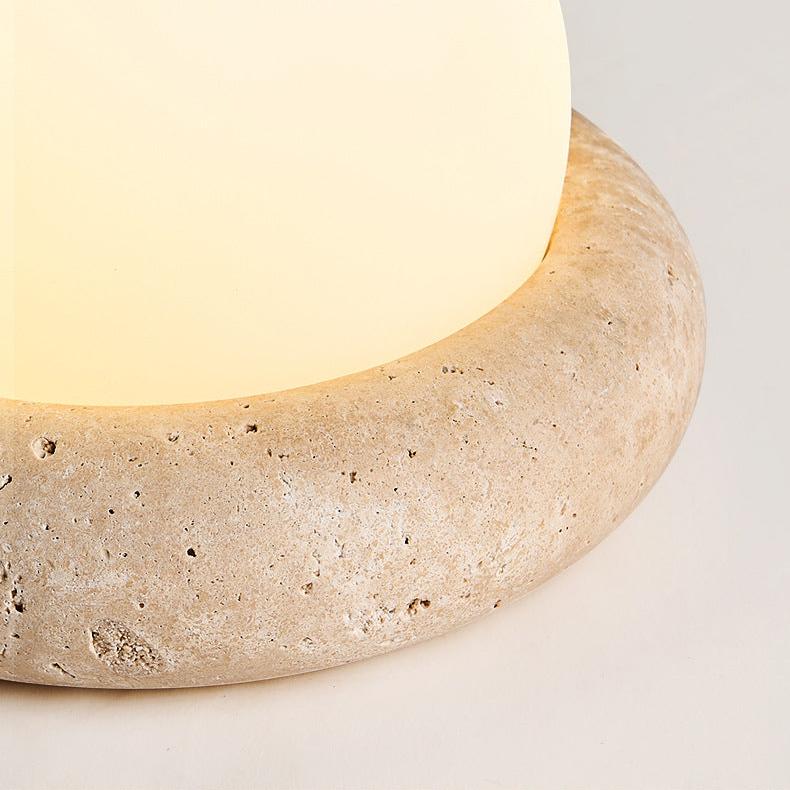 Trevona - Lampada da tavolo mini in stile travertino crema