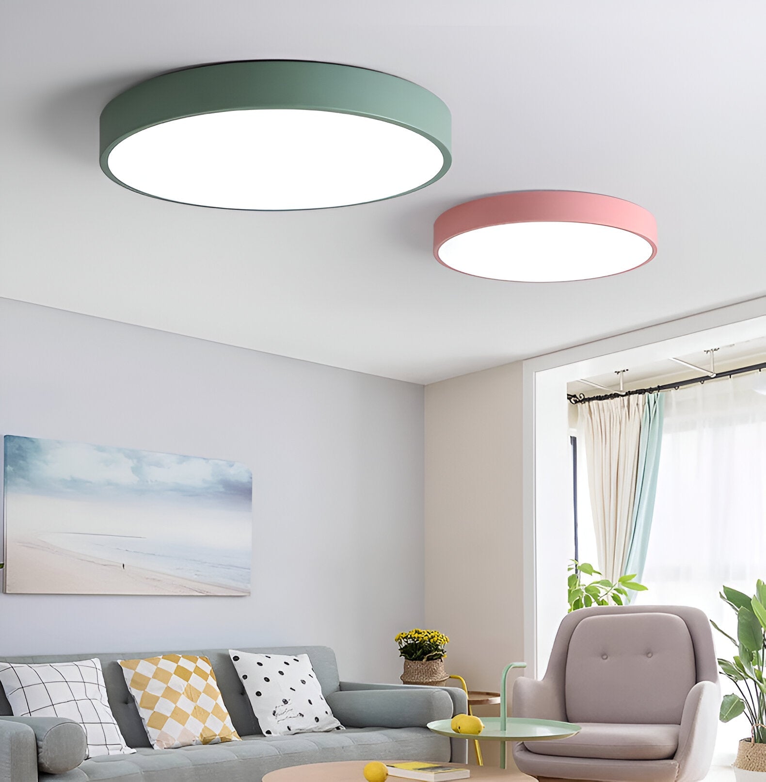 Marantho – Lámpara de Techo Redonda LED Estilo Nórdico Macarón