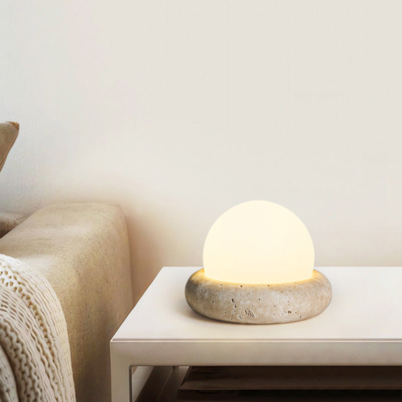 Trevona - Lampada da tavolo mini in stile travertino crema