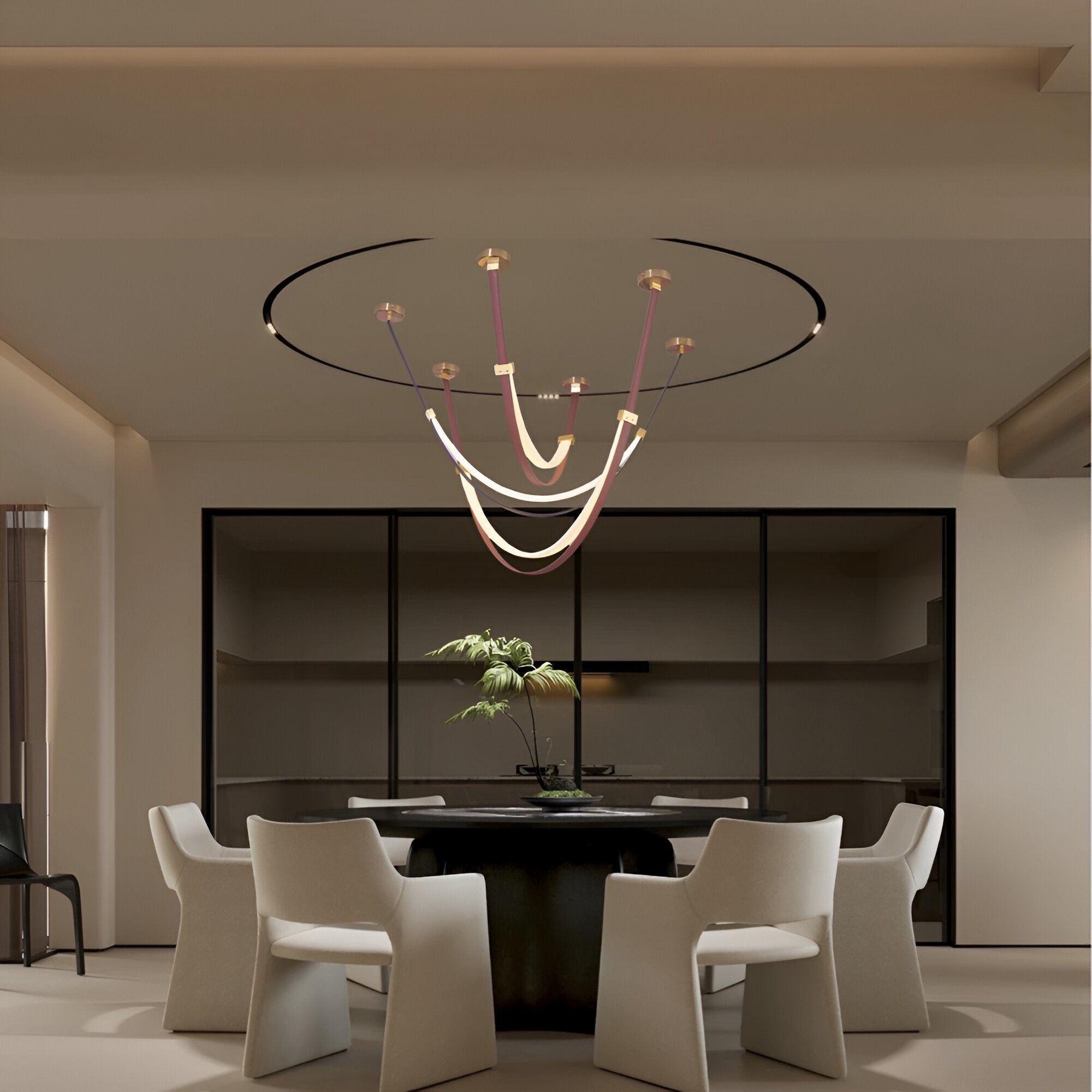 Luvairn – Luz de techo con cinturón de cuero sintético y LED