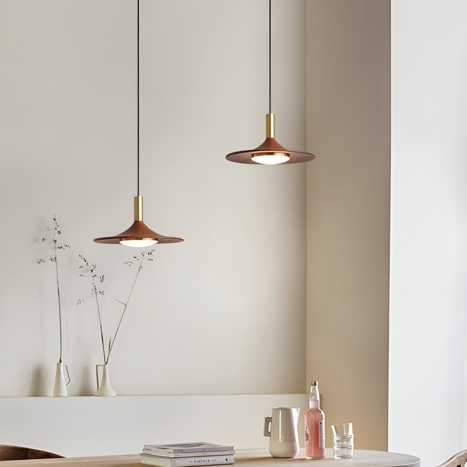 Drayven - Nordic Style Walnut-Finish Iron Pendant Light