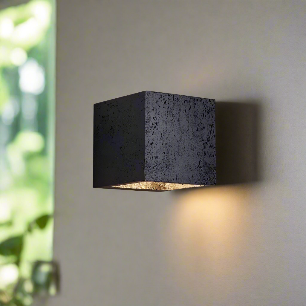 Lumetrax – Minimalist Stone Travertine Cube Wall Light