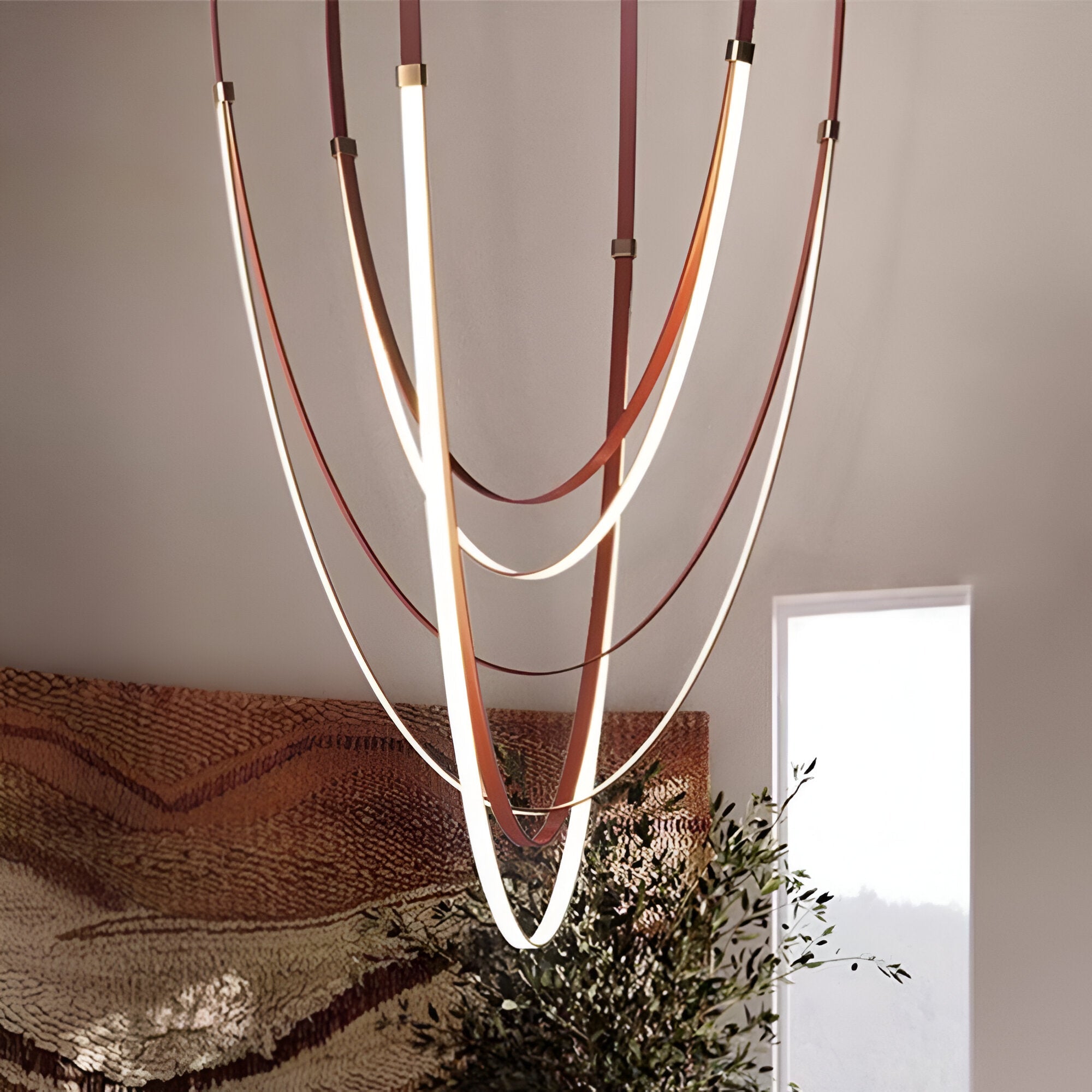 Luvairn – Luz de techo con cinturón de cuero sintético y LED