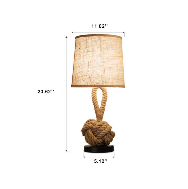 Calyra – Lampe de table rétro en tissu LED avec nœud en ficelle