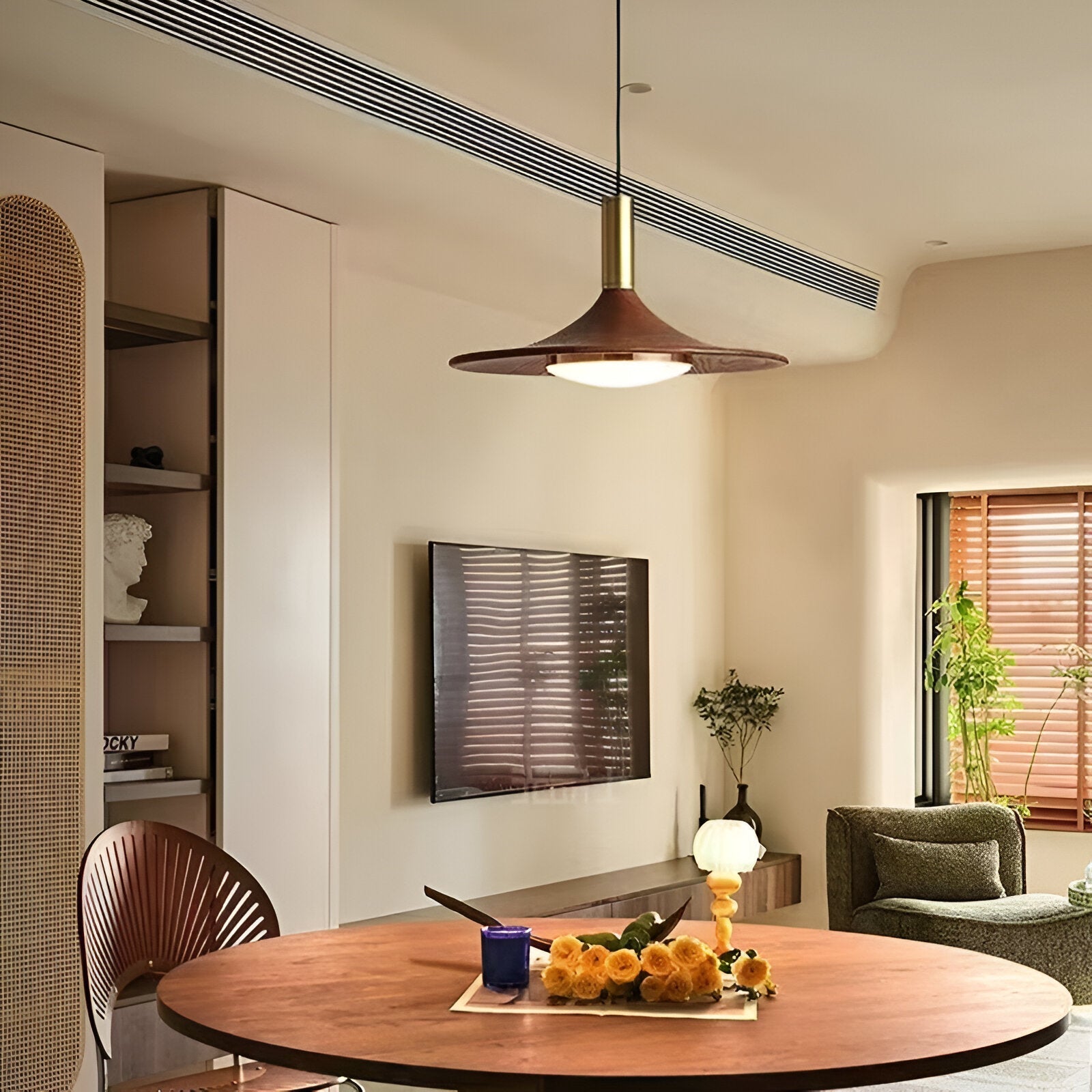 Drayven - Nordic Style Walnut-Finish Iron Pendant Light