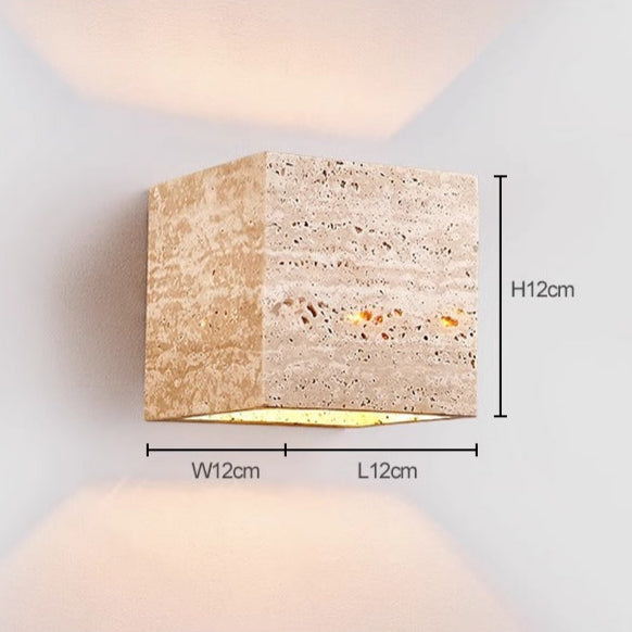 Lumetrax – Minimalist Stone Travertine Cube Wall Light