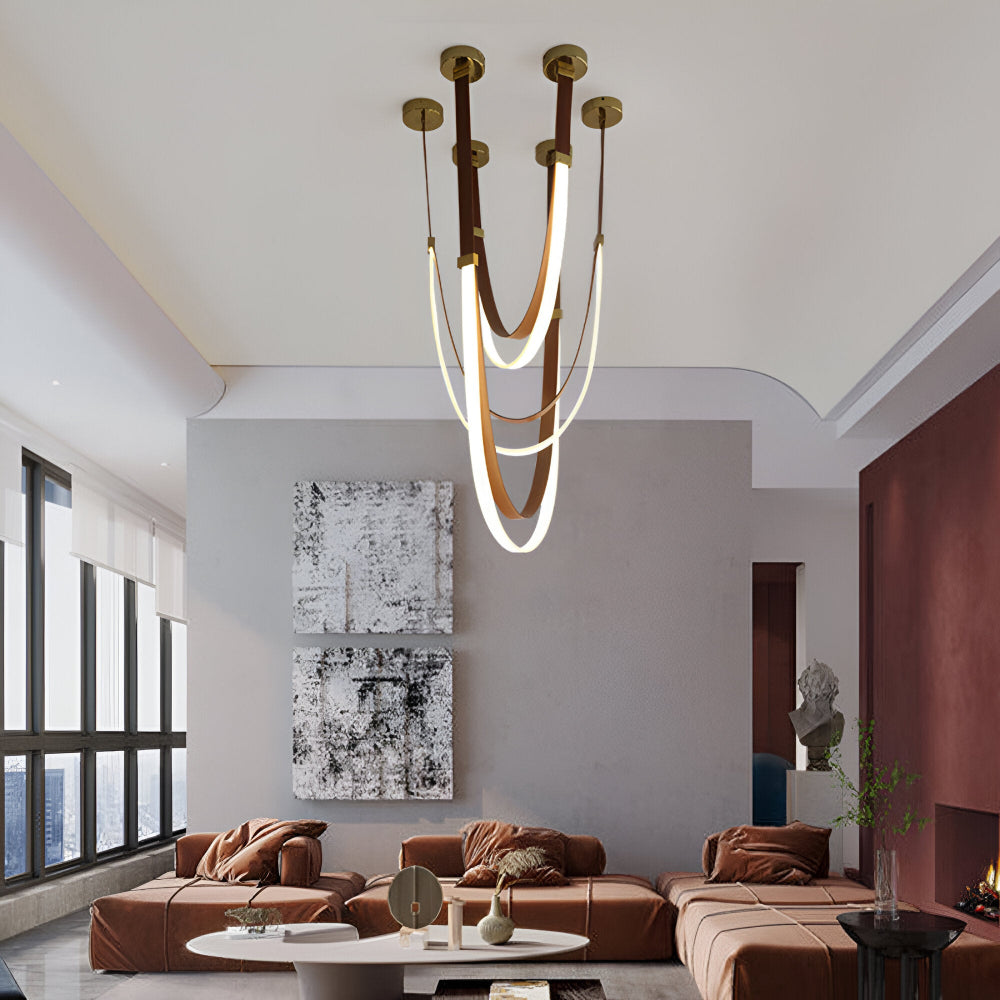 Luvairn – Luz de techo con cinturón de cuero sintético y LED