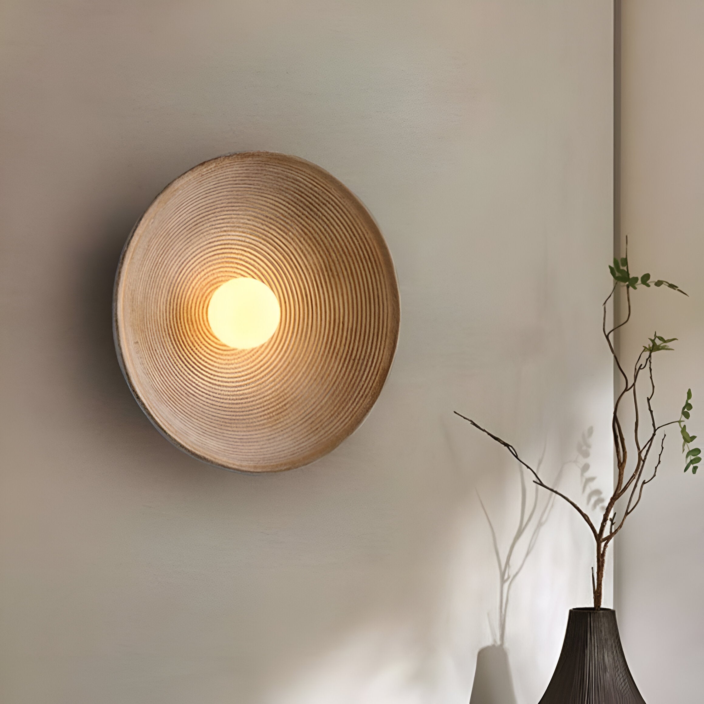 Resunoa – Applique murale ronde LED en résine style céramique rétro Japandi