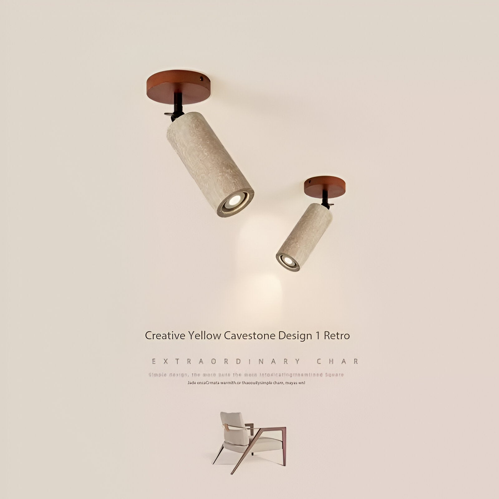 Sárga travertin fa állítható mennyezeti és fali lámpa