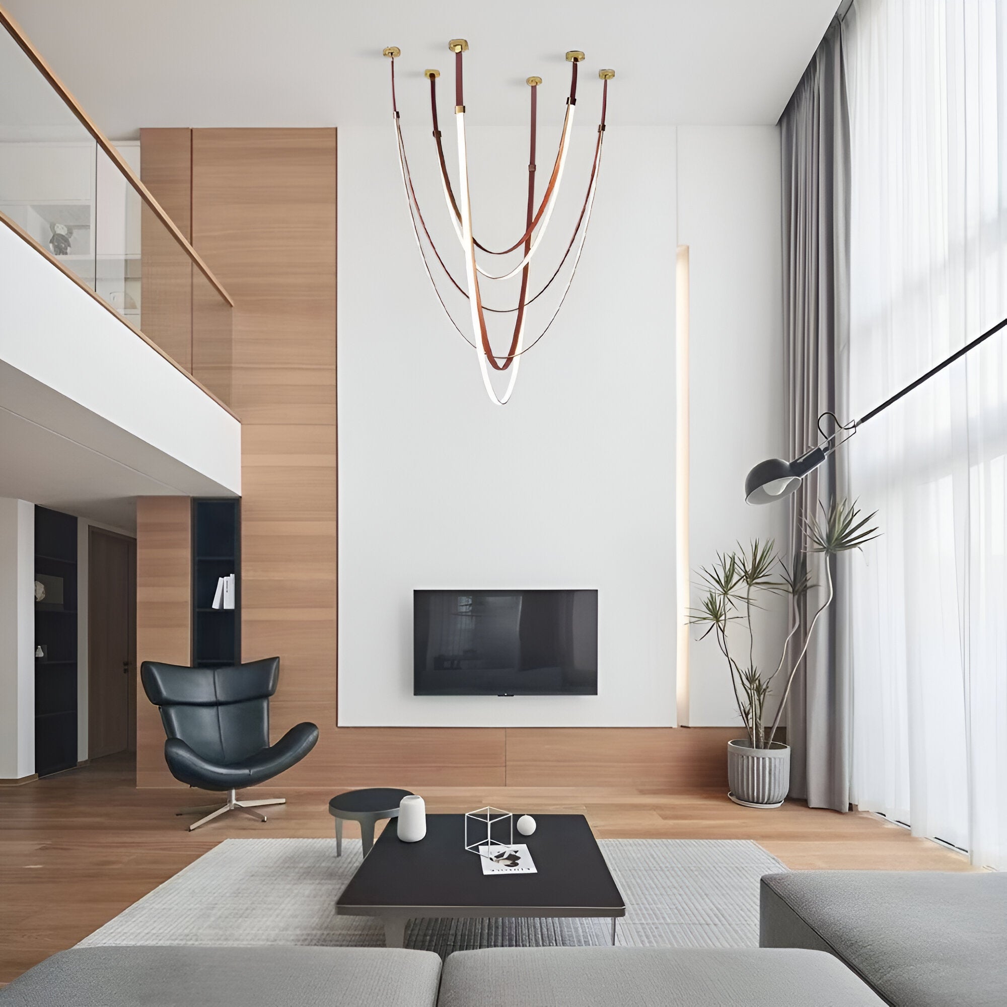 Luvairn – Luz de techo con cinturón de cuero sintético y LED