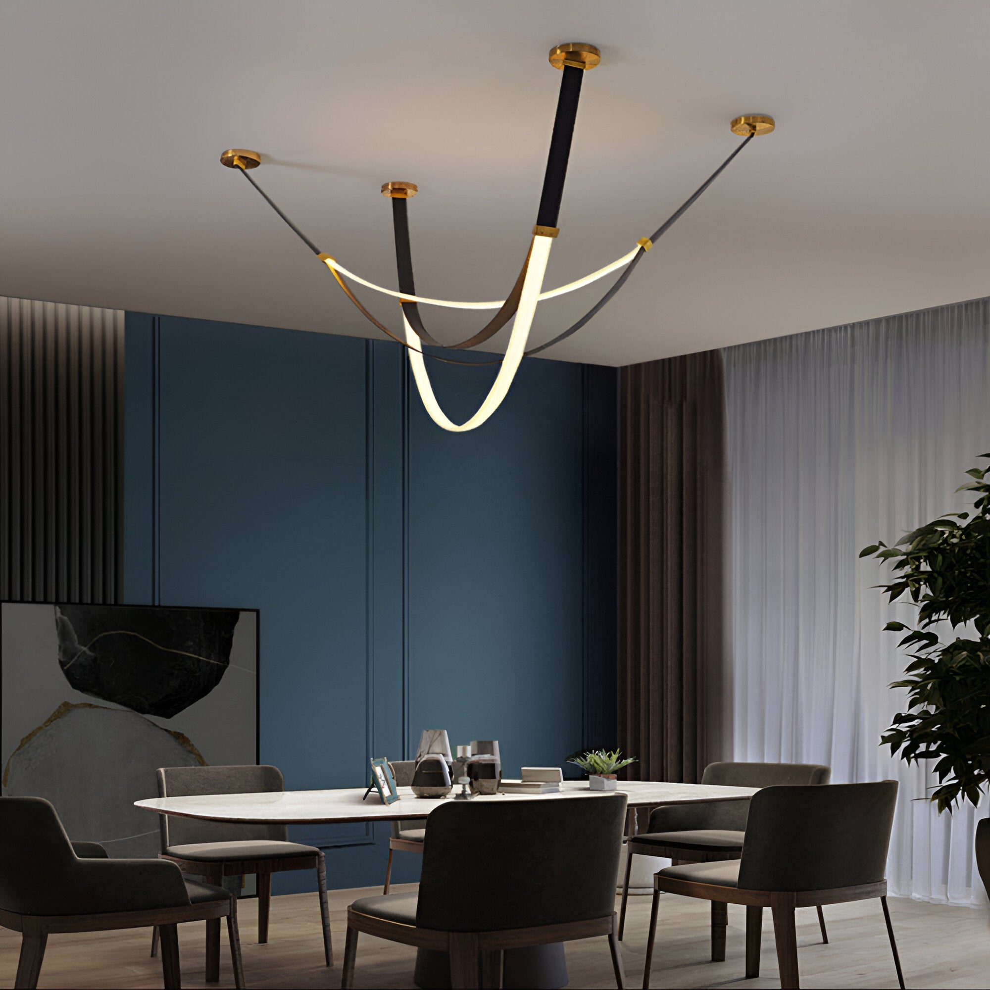 Luvairn – Luz de techo con cinturón de cuero sintético y LED