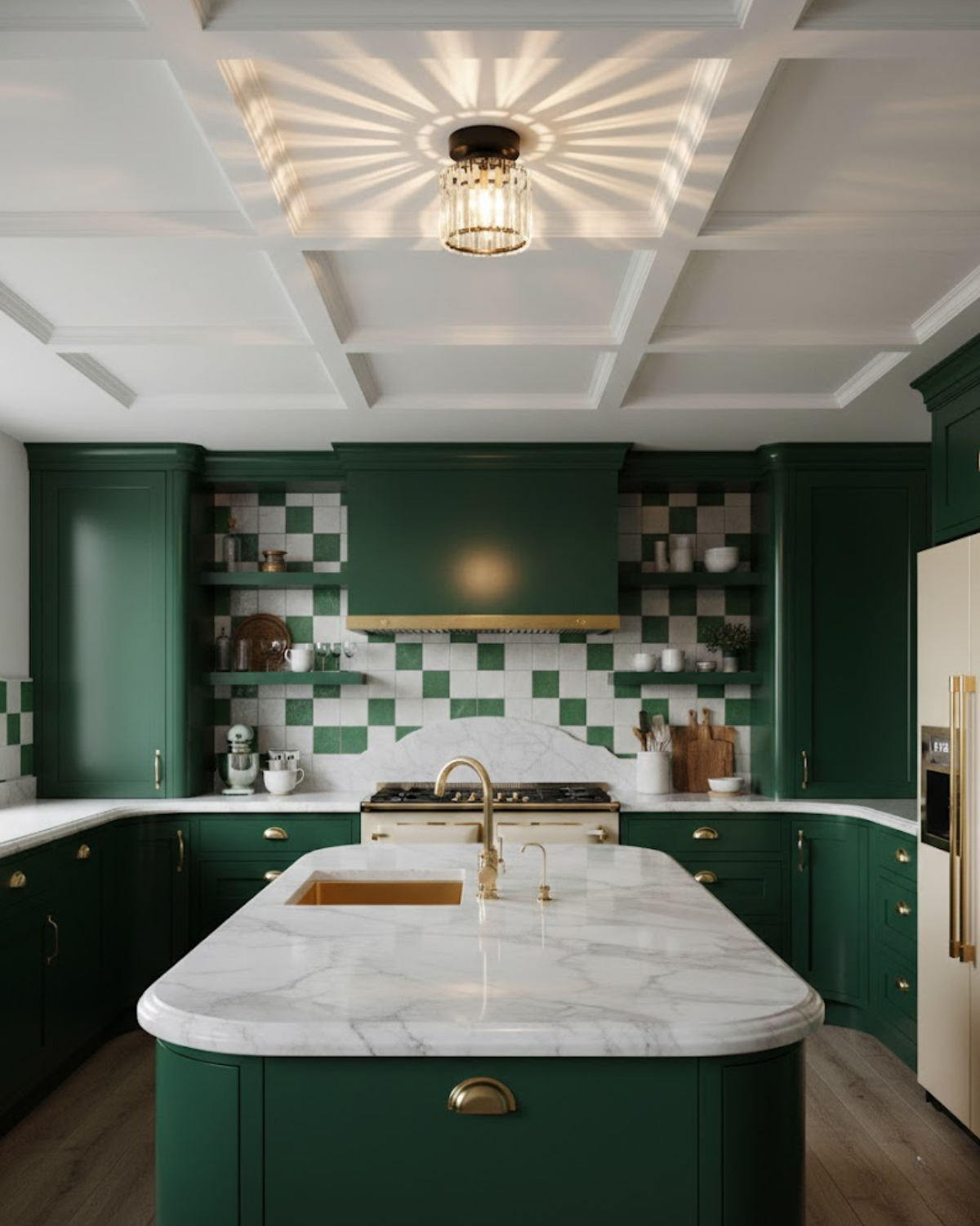 Virenth – La lampada da scrivania classica Prismatique in vetro verde con base dorata