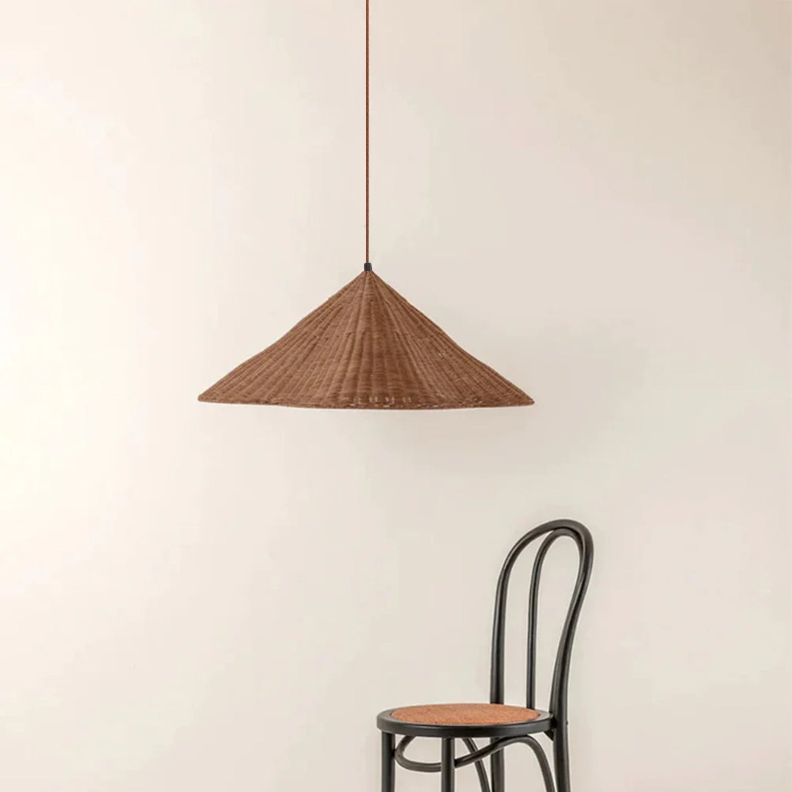 Calyran - Retro Scalloped Woven Rattan Pendant Light