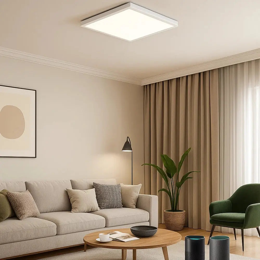Quadreos - čtvercové LED stropní světlo s dřevěným rámem