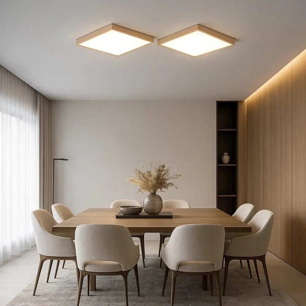 Quadreos - čtvercové LED stropní světlo s dřevěným rámem