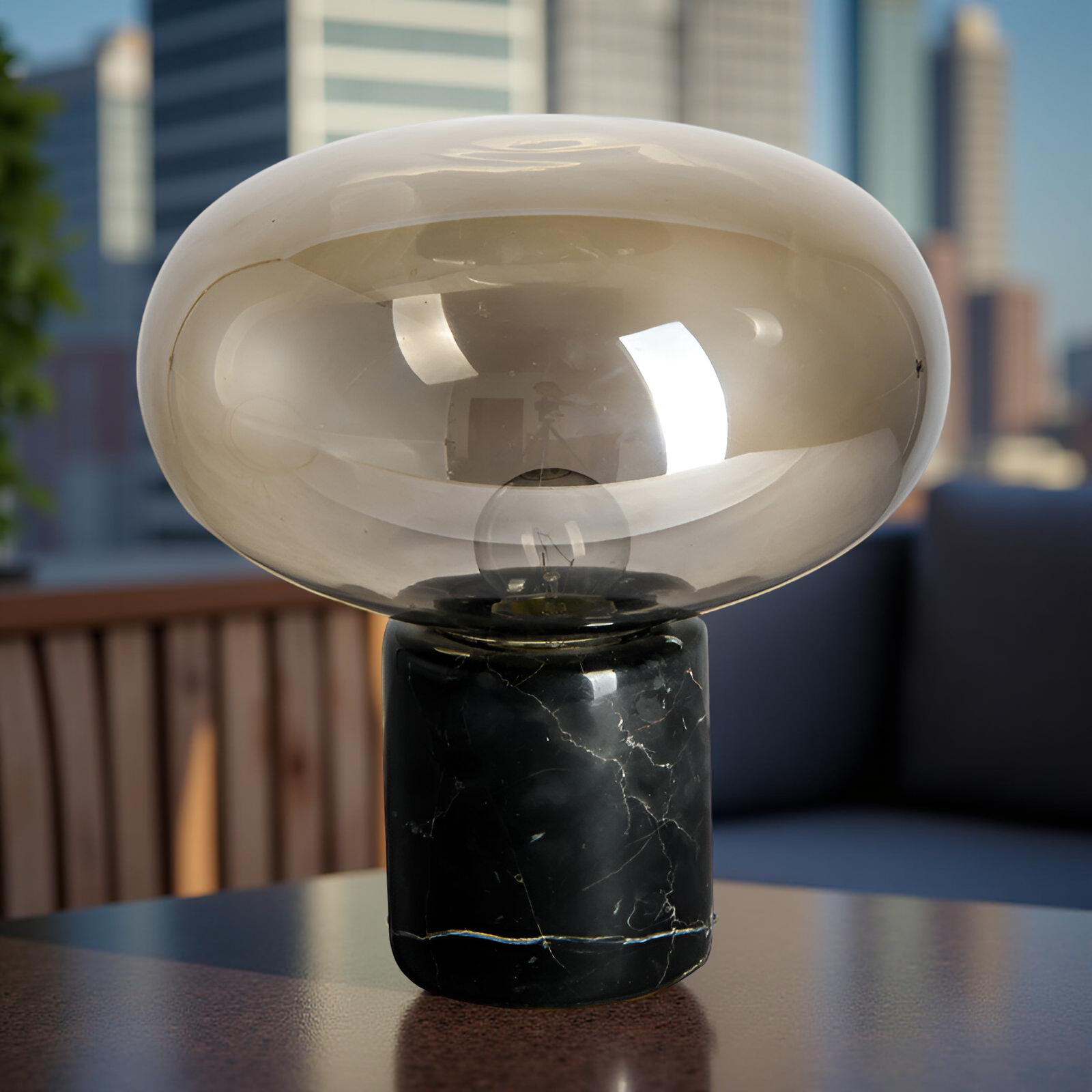 Caelith - Lampe de table en verre avec pied en marbre rétro