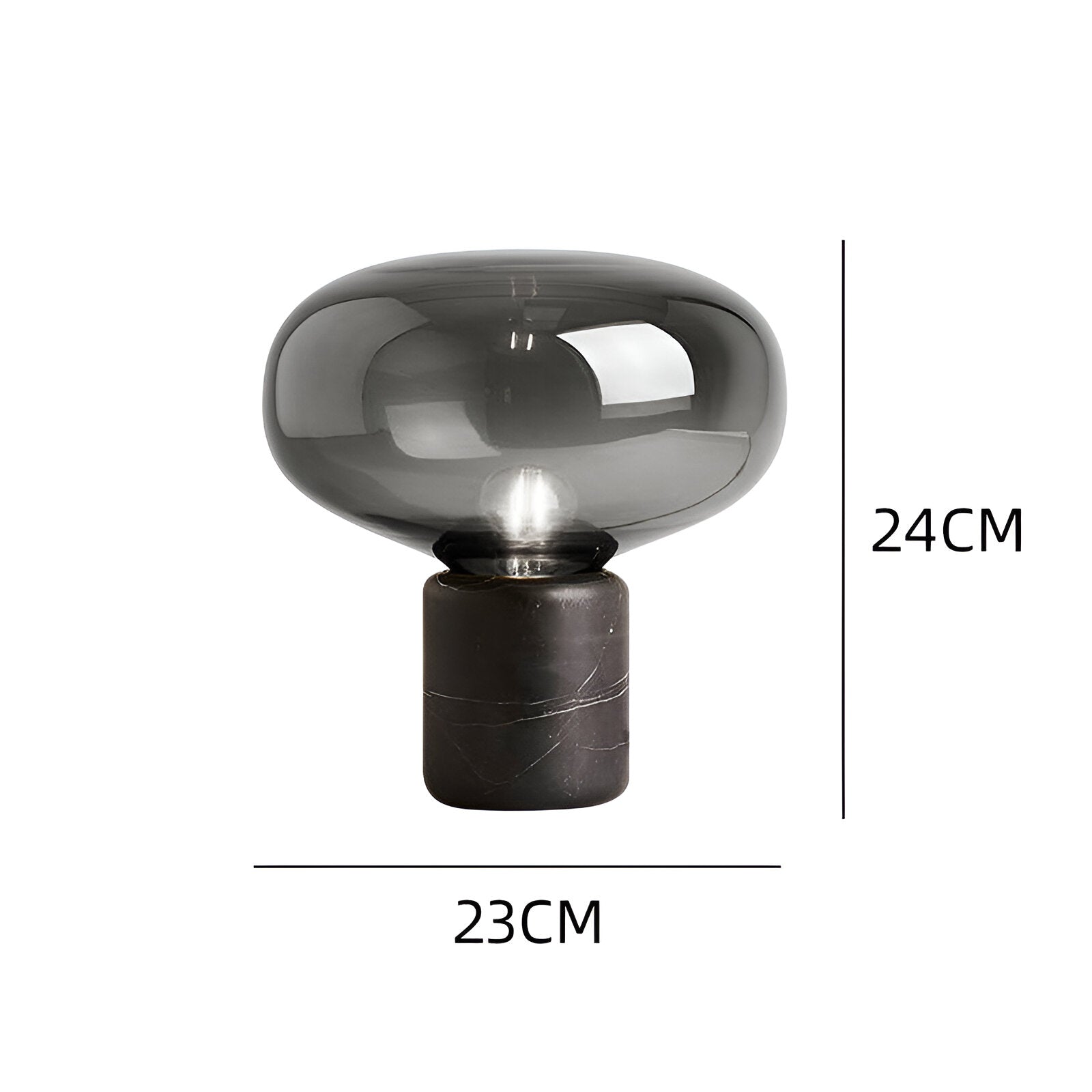 Caelith - Glasbordlampe med retro marmorfod