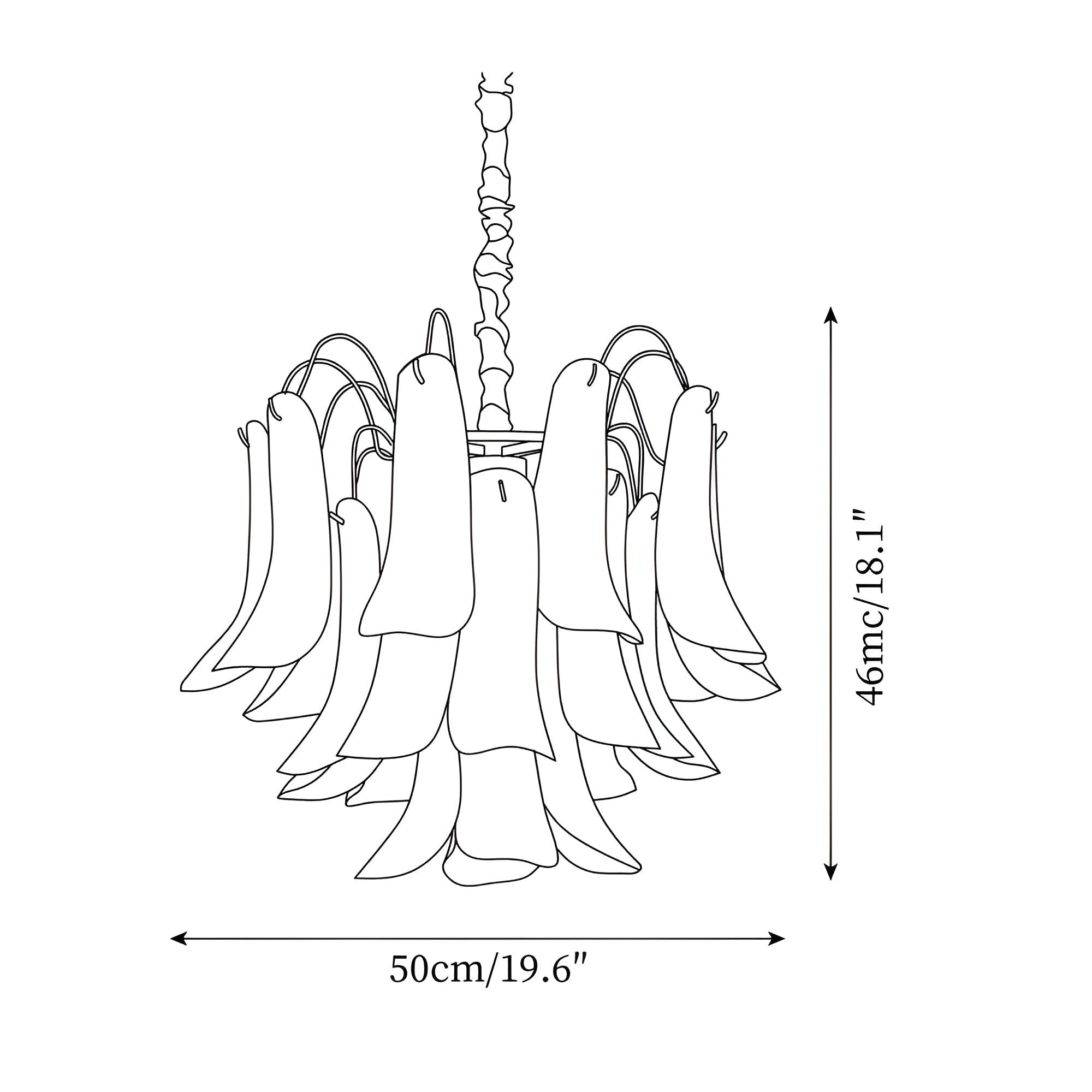 Virelli- Retro Murano-inspireret Farverig Glaslysekrone