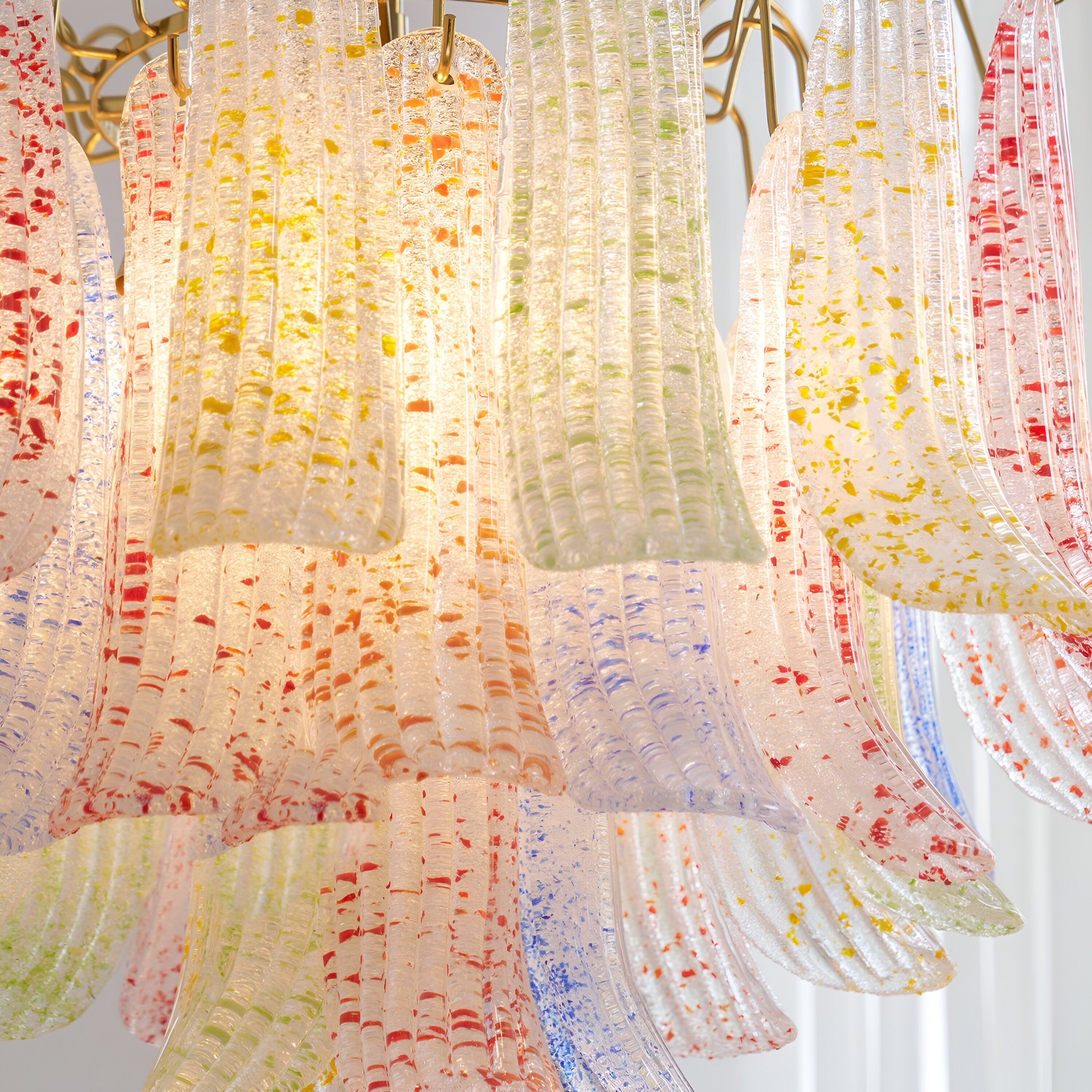 Virelli- Retro Murano-inspireret Farverig Glaslysekrone