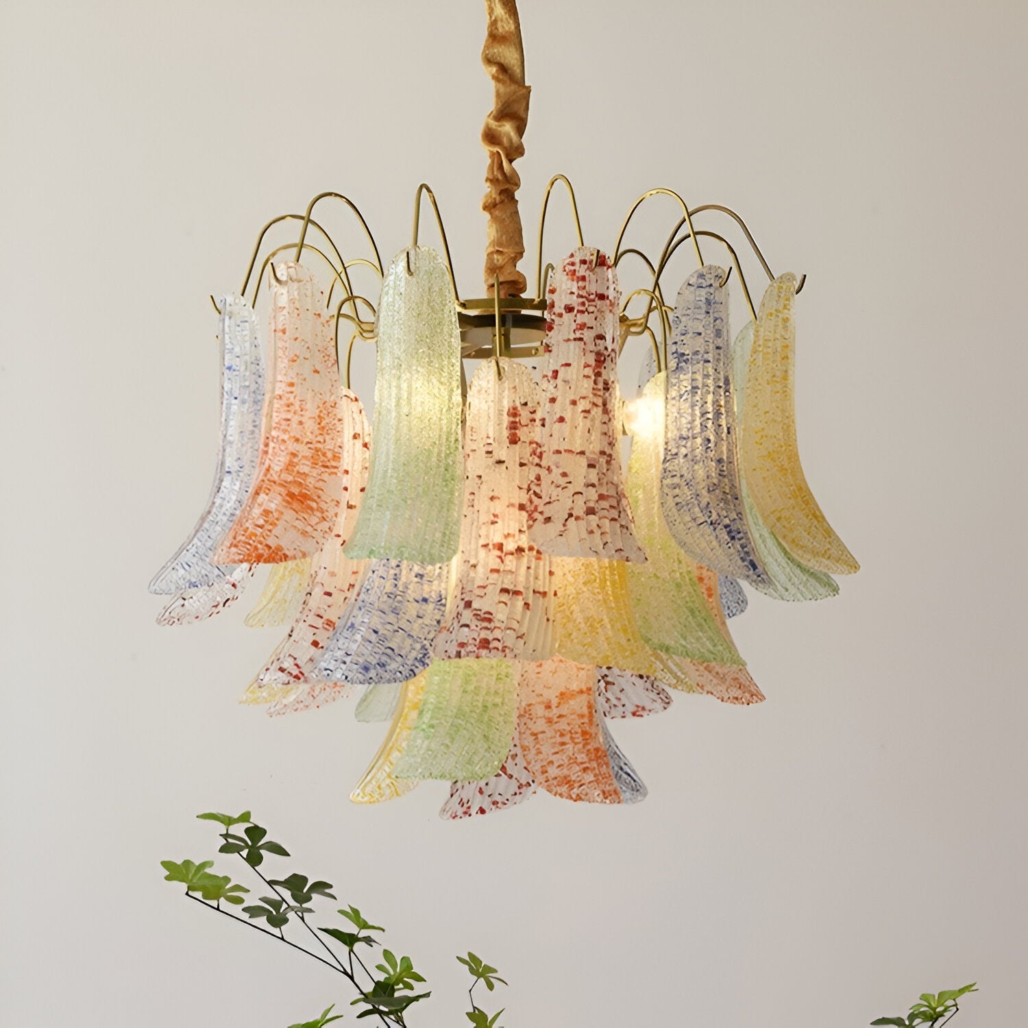 Virelli- Retro Murano-inspireret Farverig Glaslysekrone