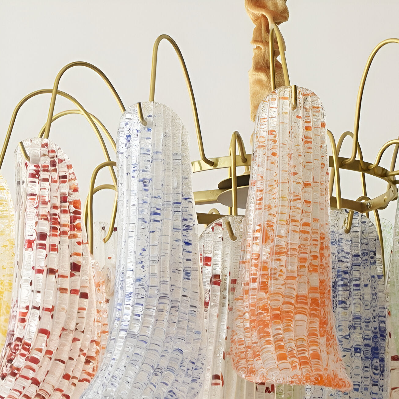 Virelli- Retro Murano-inspireret Farverig Glaslysekrone