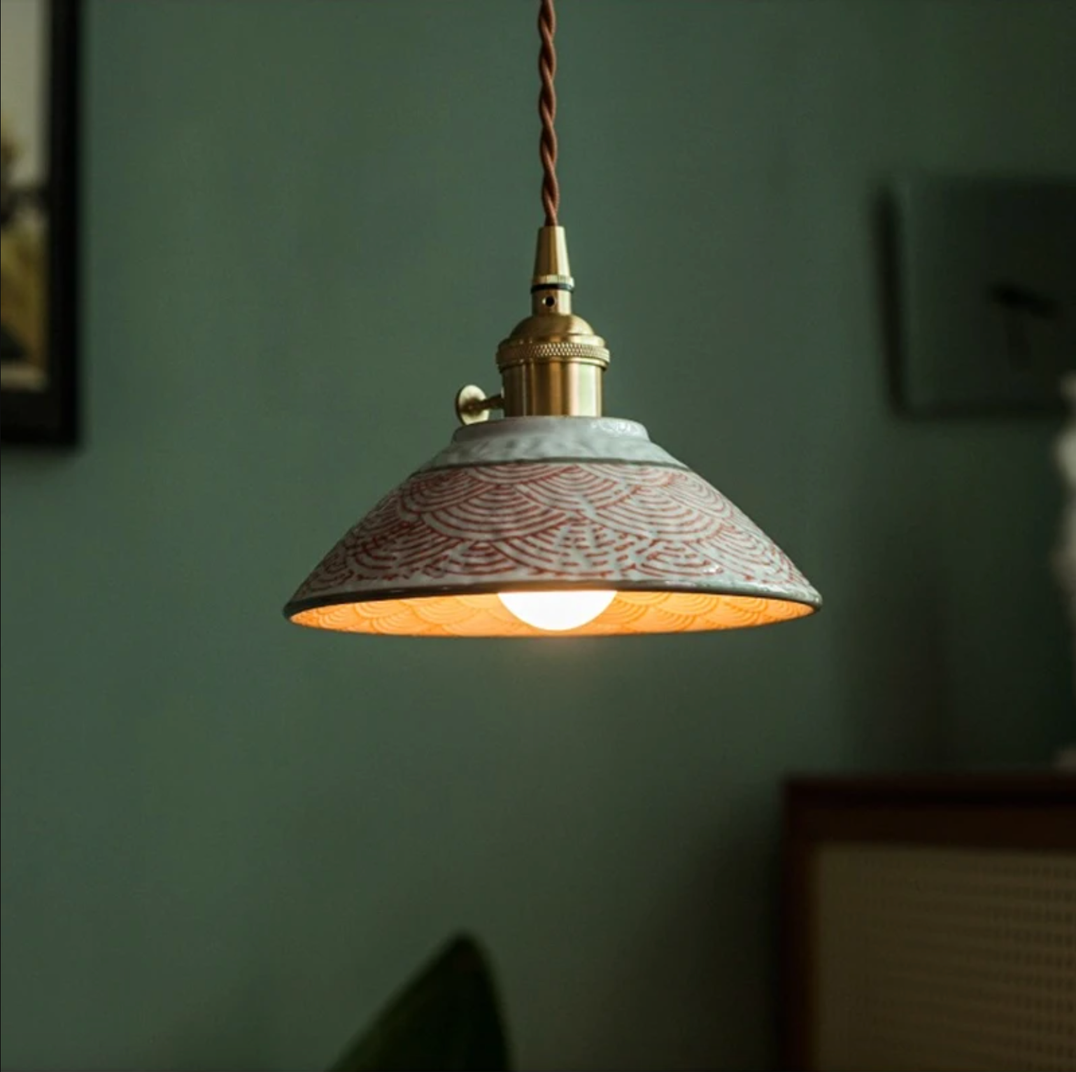 Ceravon - Lampada a sospensione in ceramica finitura rame
