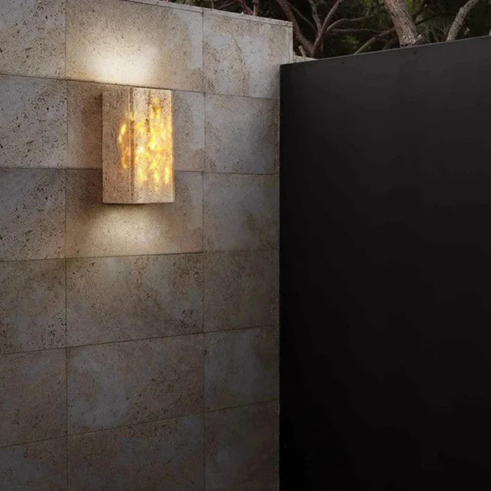 Terravix – Travertine Stone Minimalist Outdoor LED Wall Light
