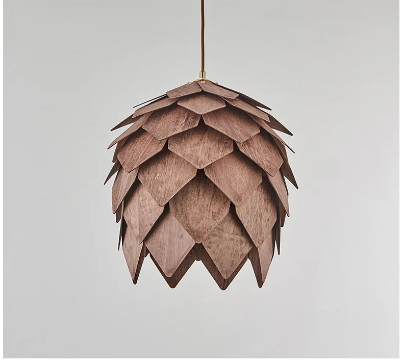 Sylvara – Wooden Pine Cone-Inspired Pendant Chandelier