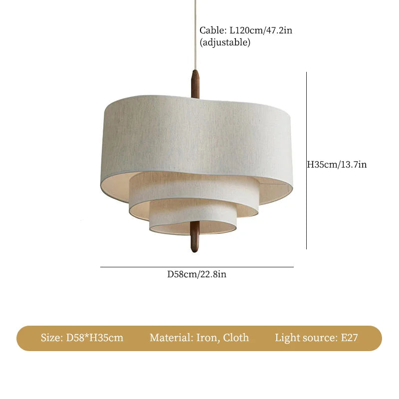 Bralith - Lampada a sospensione in tessuto Wabi Sabi