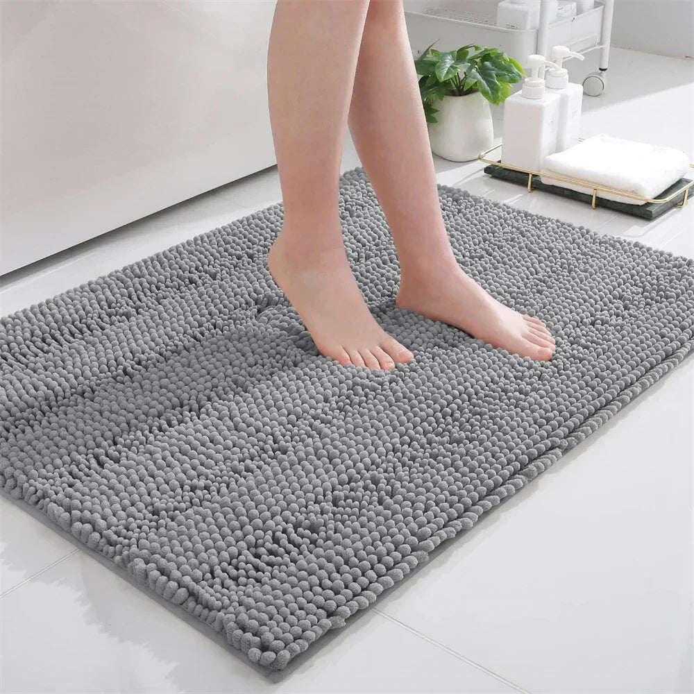 Aroselle - Tapis de bain en chenille ultra doux, antidérapant et à séchage rapide