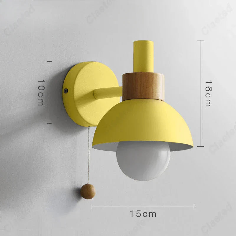 Colme - Wooden Accent Wall Light With Pull Chain