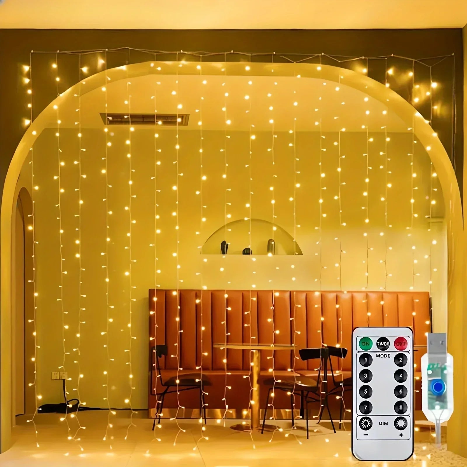 Elysio – Luces de cortina LED USB con mando a distancia