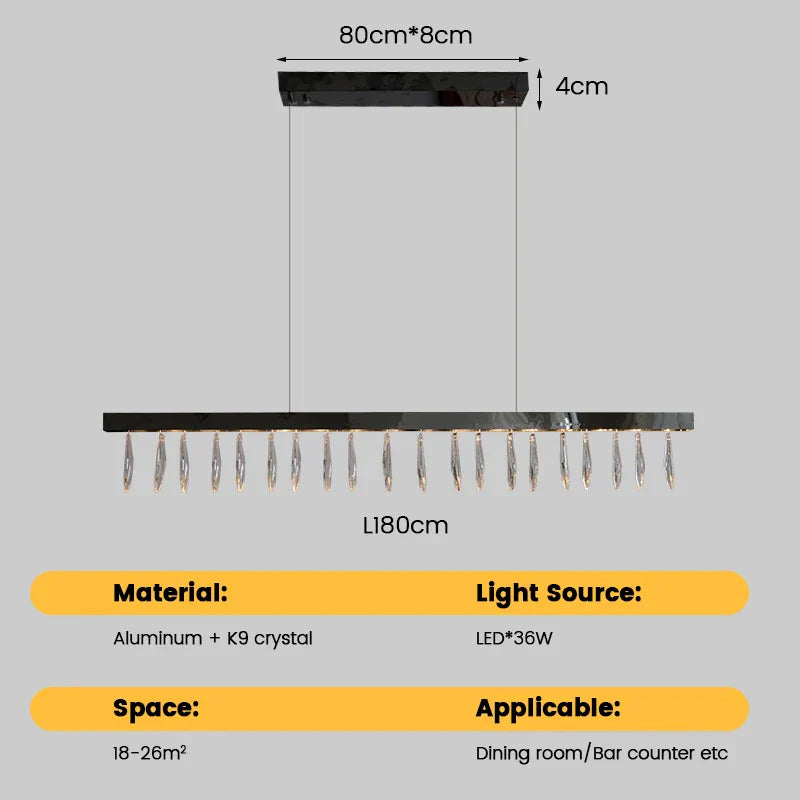 Revian - Silver Crystal Rectangle Chandelier