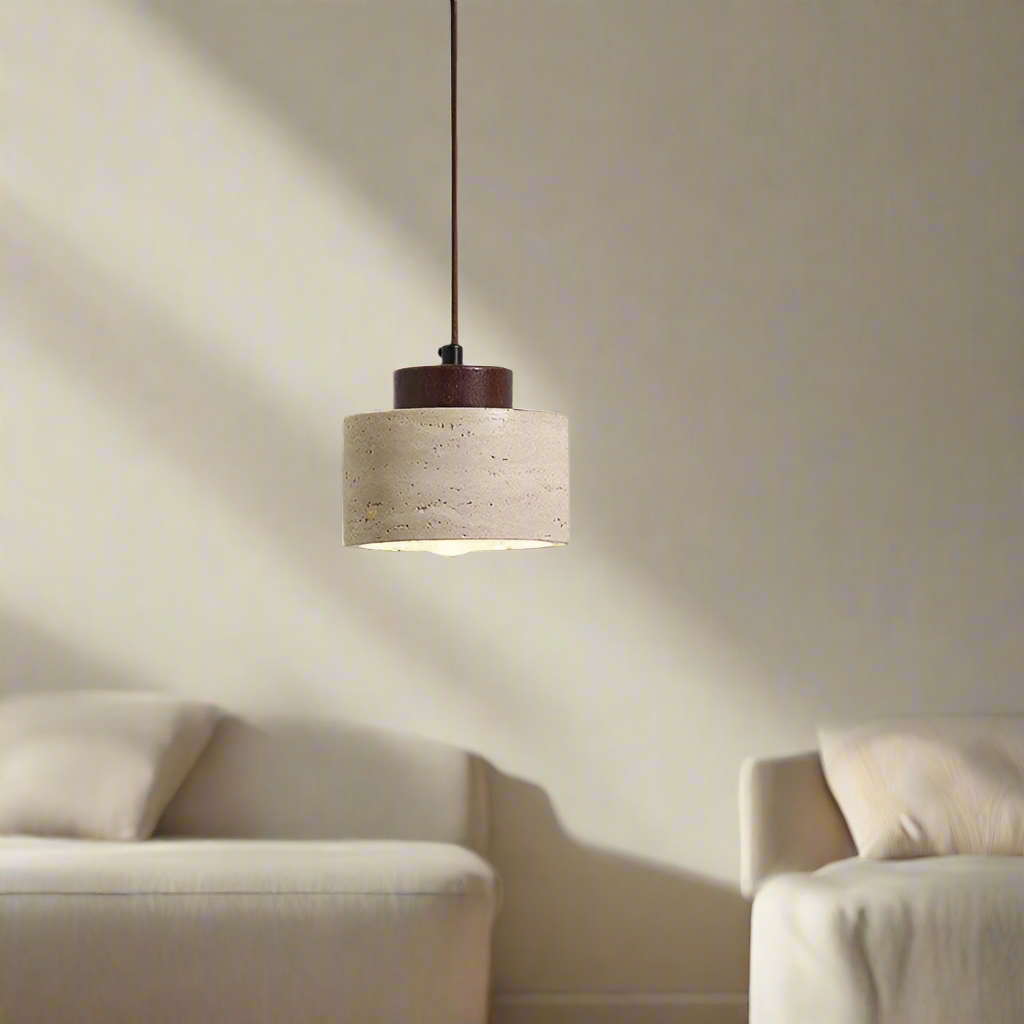 Sylvae - Nordic Travertine Clear Minimalist Pendant Light