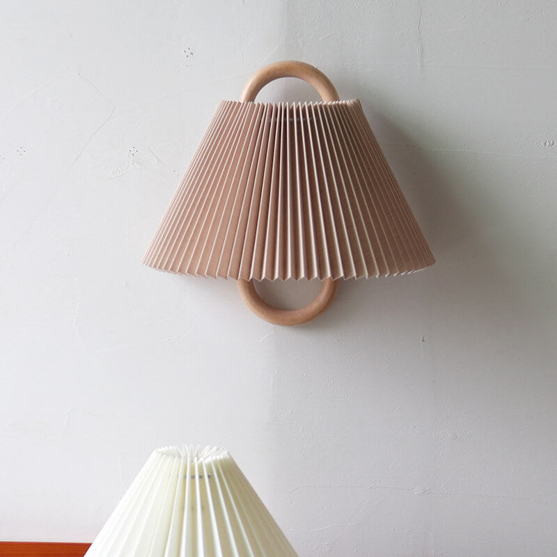 Dormen - Solid Wood Pleated Semi Circle Wall Sconce Lamp