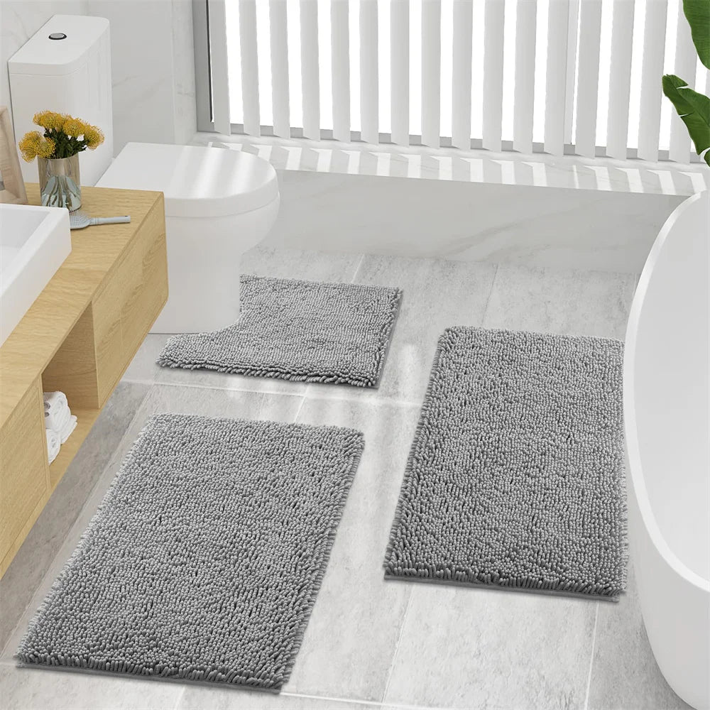 Aroselle - Tapis de bain en chenille ultra doux, antidérapant et à séchage rapide