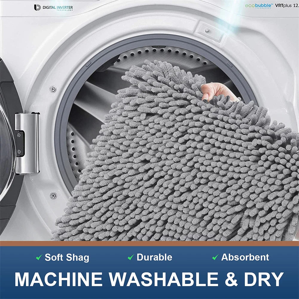 Aroselle - Tapis de bain en chenille ultra doux, antidérapant et à séchage rapide
