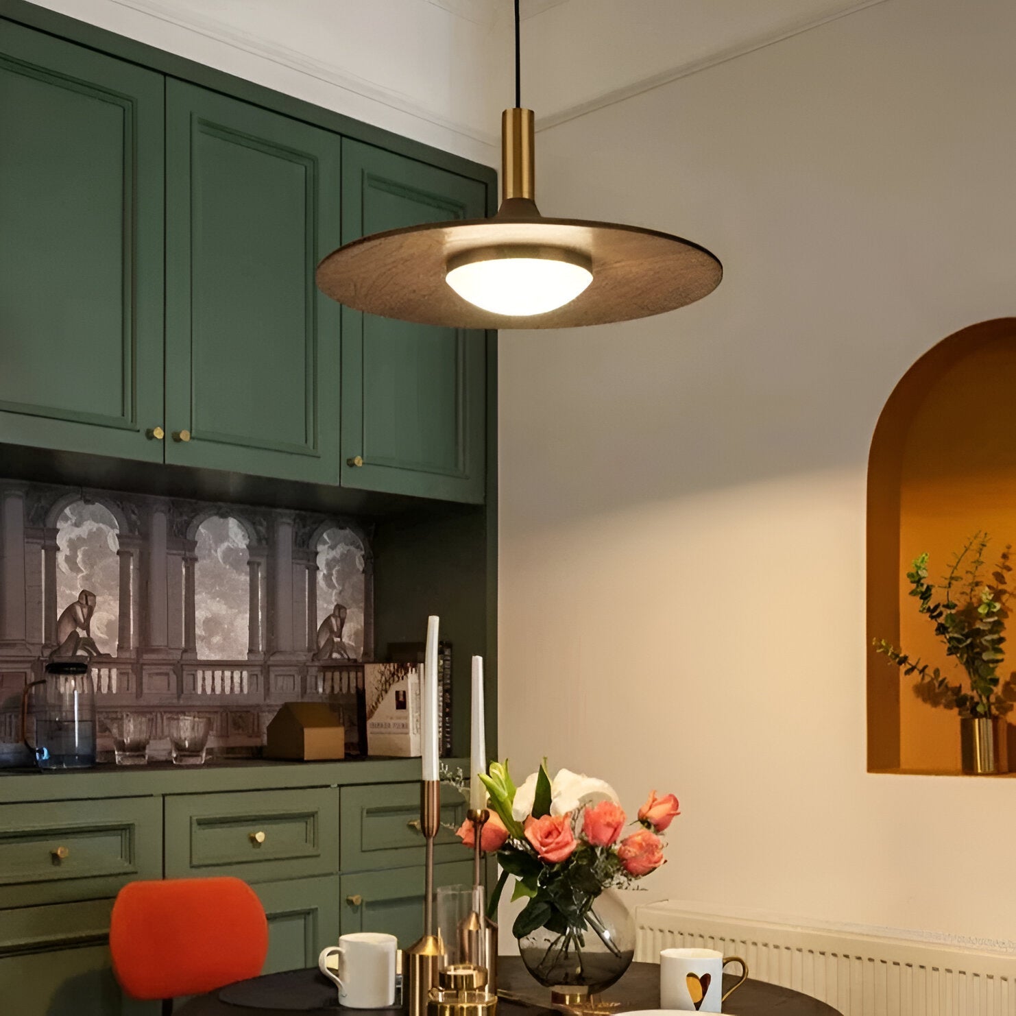 Drayven - Nordic Style Walnut-Finish Iron Pendant Light