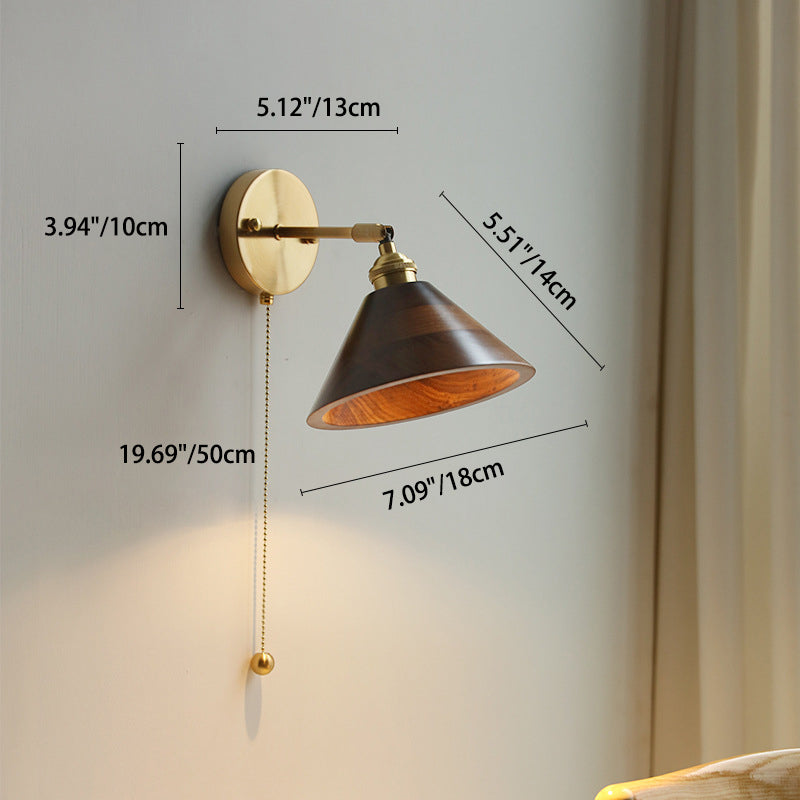 Nordivane – Scandinavian Brass Wood Wall Sconce 1 Light