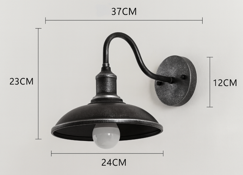 Braviron – Vintage průmyslové železné nástěnné světlo s LED, venkovní