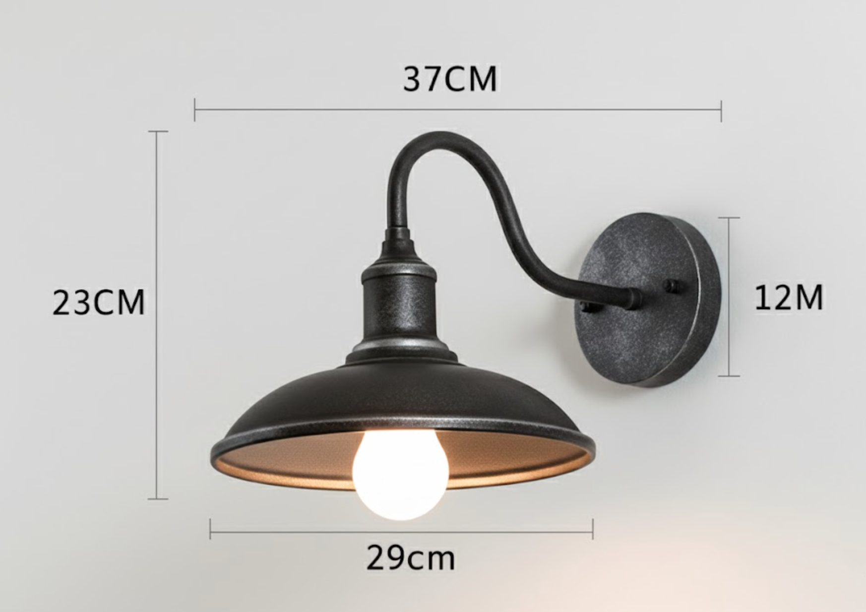 Braviron – Vintage průmyslové železné nástěnné světlo s LED, venkovní