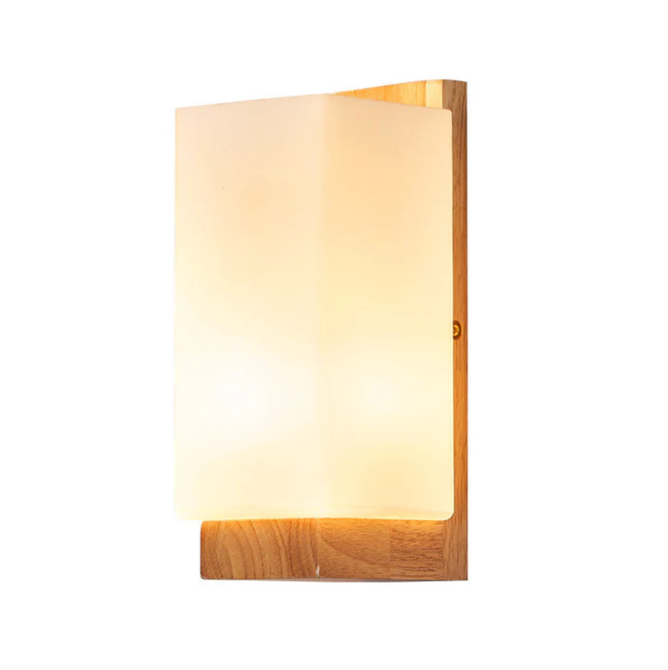 Wiora - Wood Wall Light Frosted Shade Sconce