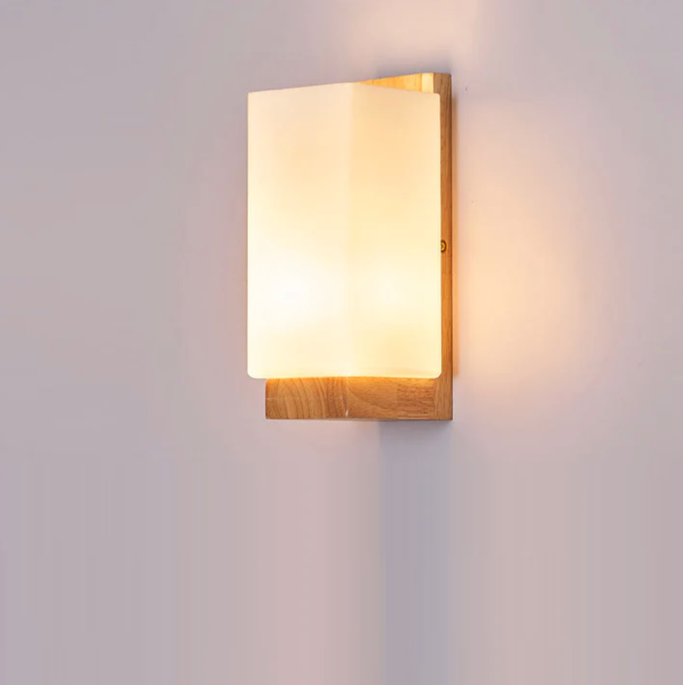 Wiora - Wood Wall Light Frosted Shade Sconce